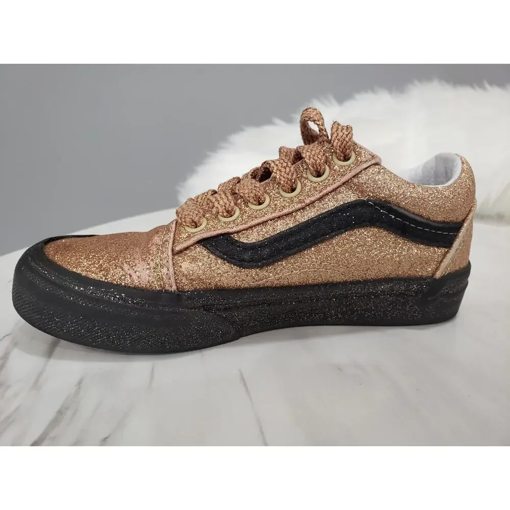 Vans Old Skool Party‎ Glitter Rose Gold/Black Kid's Size 12.5